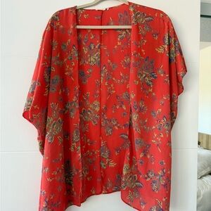 Soprano Red Floral Kimono Cardigan